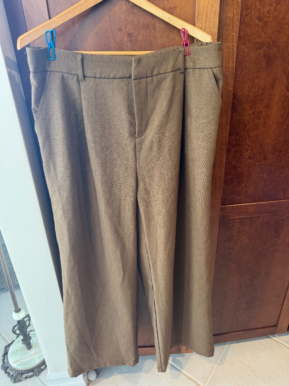 Willit Pants Womens X-Large 31 Brown Elastic Waist Sailor Pants Poly Spandex